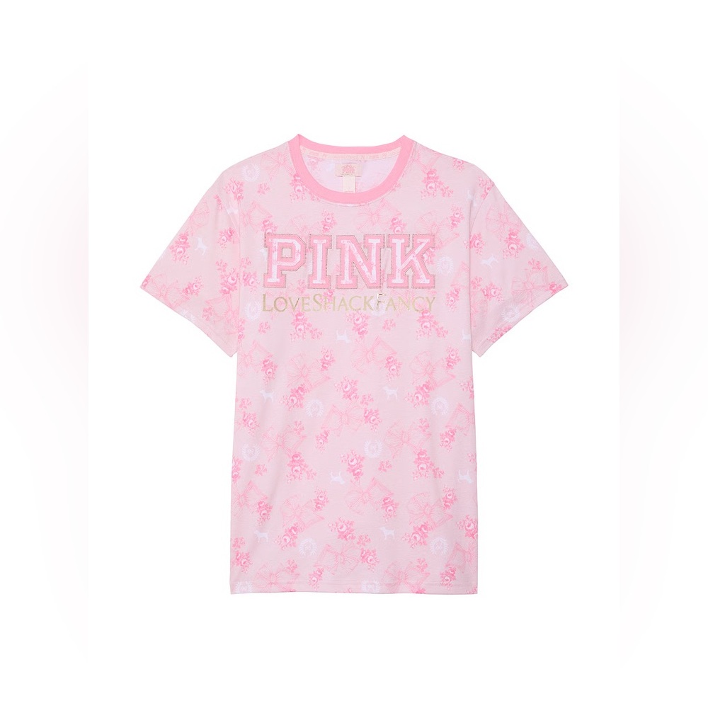 NWT LoveShackFancy x Victoria’s Secret Pink CAMPUS COTTON TEE - Picture 3 of 5